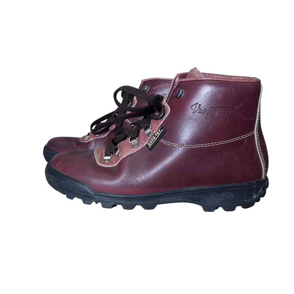 Vasque Vintage Gore-Tex Hiking Boots Burgundy Leather Made in Italy Mens 8.5